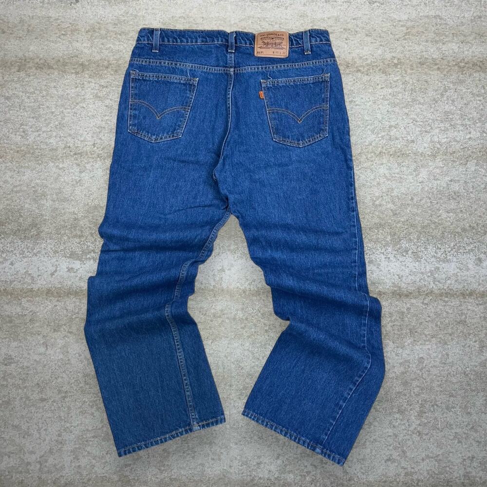 Vintage 90s Orange Tab Levis Jeans 517 40x32 Bootcut Flared Dark Wash Made USA